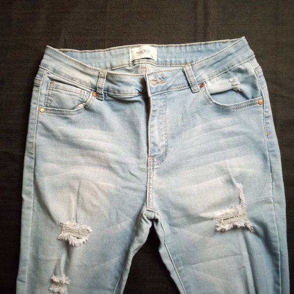 NWOT Track 23 Jeans Women's Blue Skinny Mid Rise Denim Distressed Jean Size 13 - Picture 5 of 9